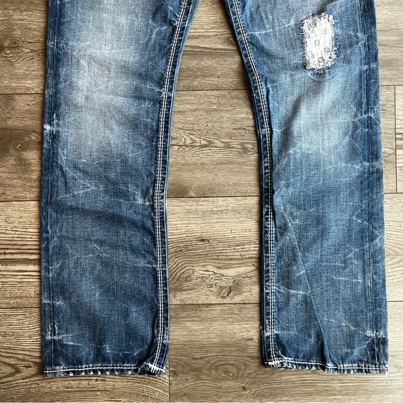 True Religion Men’s Denim Jeans 33x33 Straight Flap Nat Mega T Red - Picture 5 of 15